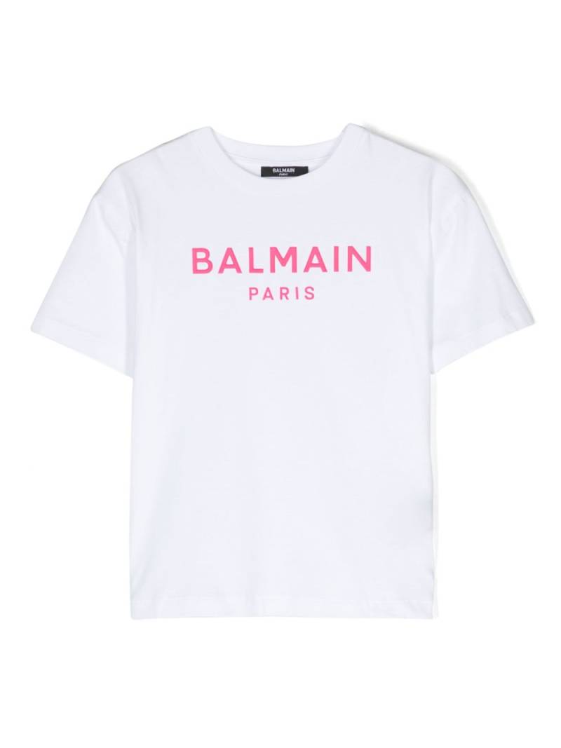 Balmain Kids logo-embossed cotton T-shirt - White von Balmain Kids