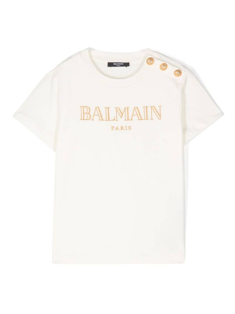 Balmain Kids logo-embroidered T-shirt - Neutrals von Balmain Kids