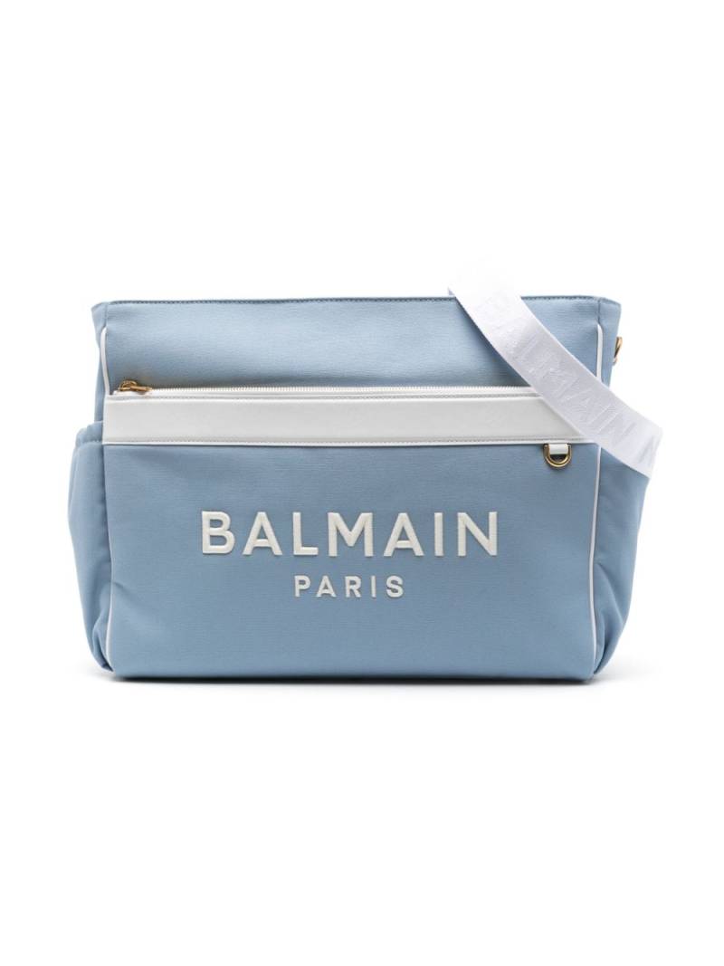 Balmain Kids logo-embroidered canvas changing bag - Blue von Balmain Kids