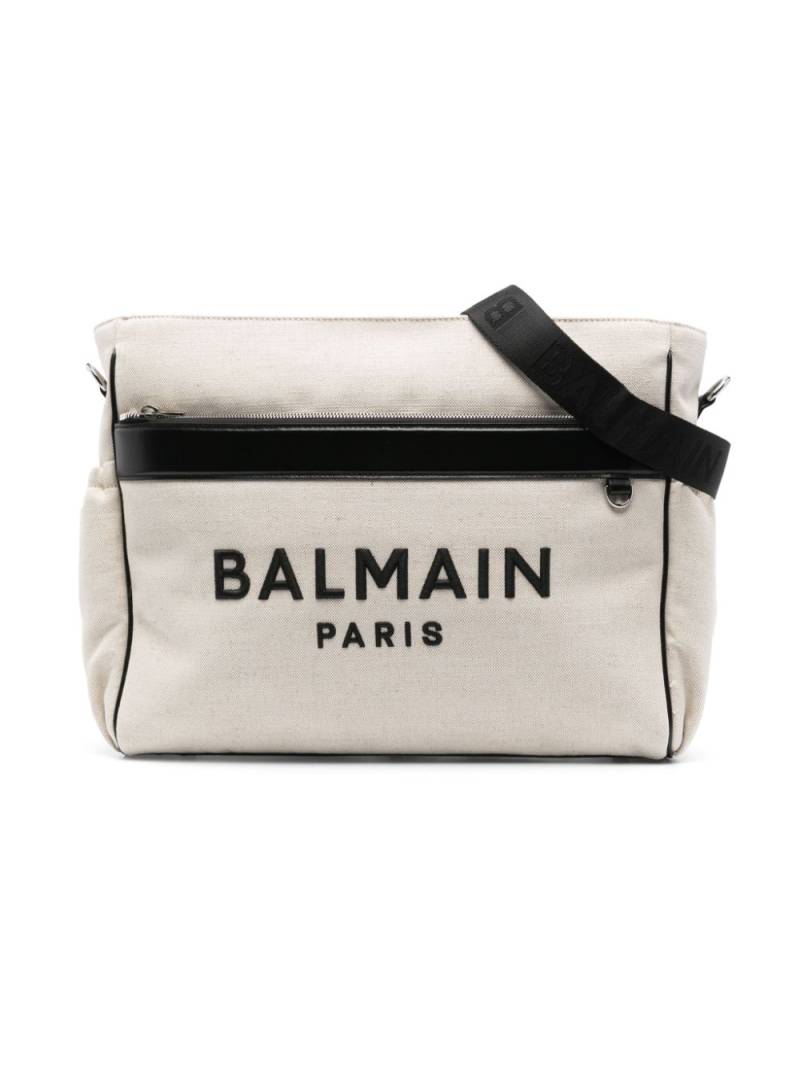 Balmain Kids logo-embroidered canvas changing bag - Neutrals von Balmain Kids