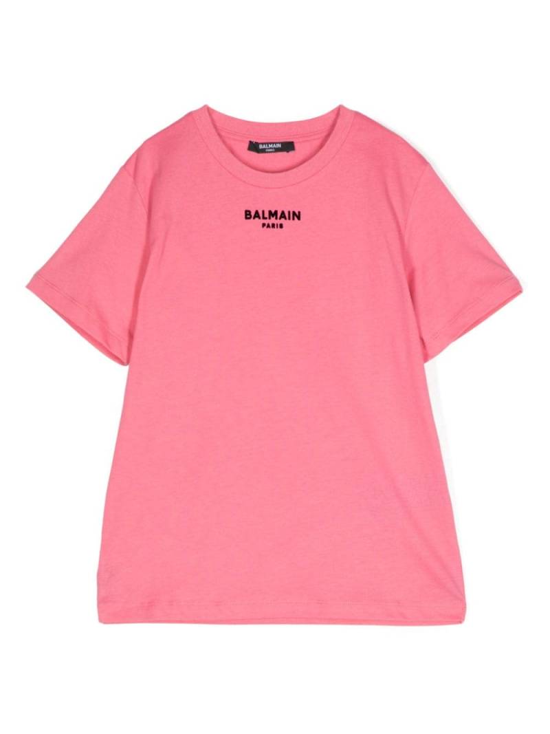 Balmain Kids logo-embroidered cotton T-shirt - Pink von Balmain Kids