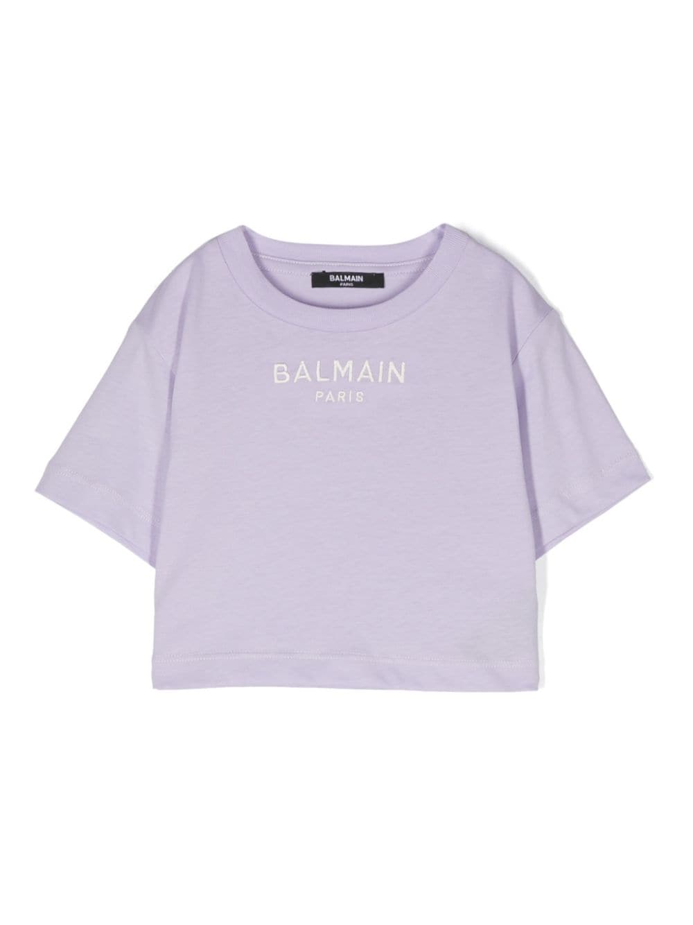 Balmain Kids logo-embroidered cotton T-shirt - Purple von Balmain Kids