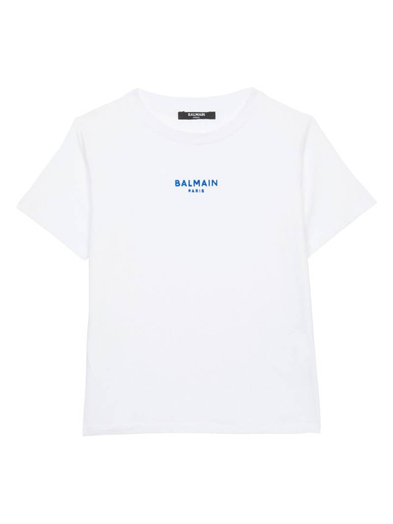 Balmain Kids logo-embroidered cotton T-shirt - White von Balmain Kids