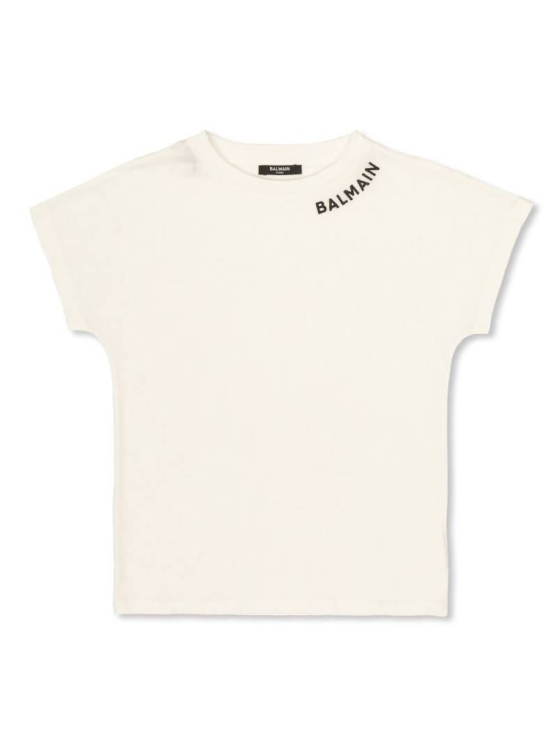 Balmain Kids logo-embroidered cotton T-shirt - White von Balmain Kids