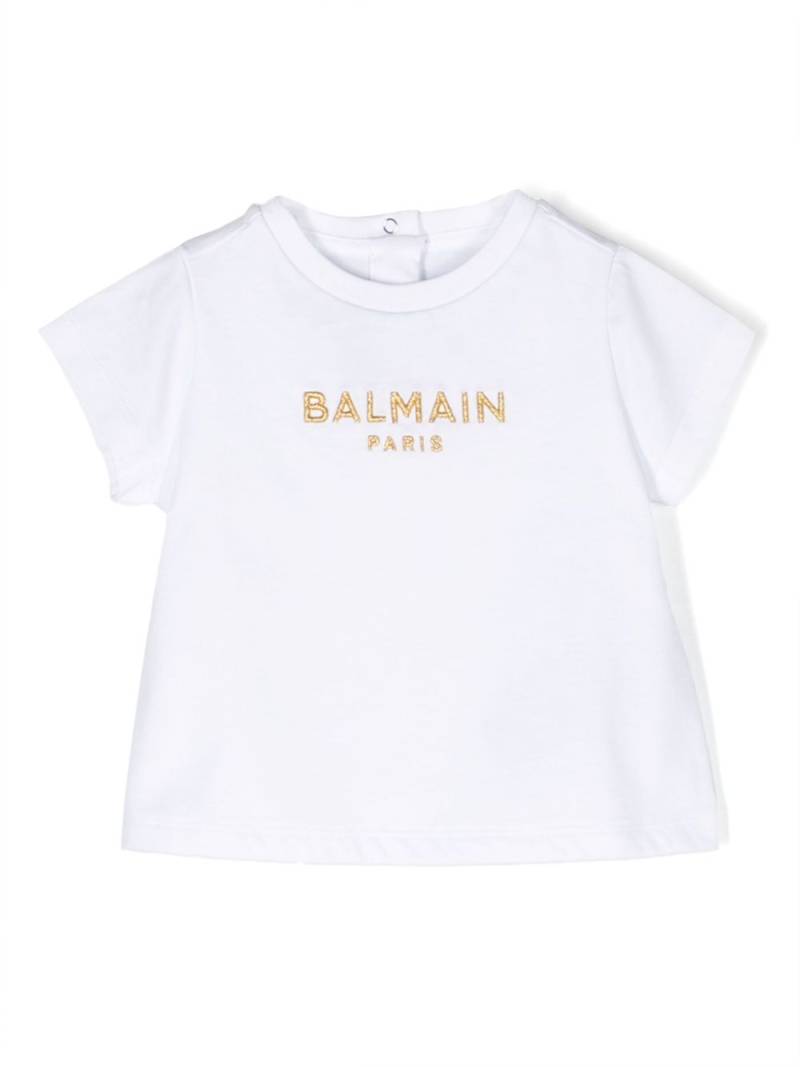 Balmain Kids logo-embroidered cotton T-shirt - White von Balmain Kids