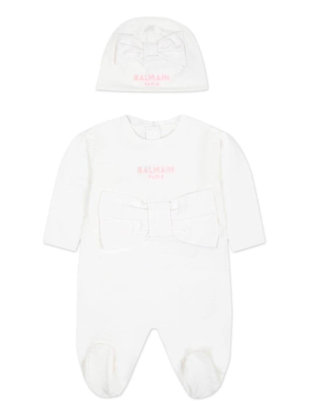 Balmain Kids logo-embroidered cotton babygrow set - White von Balmain Kids