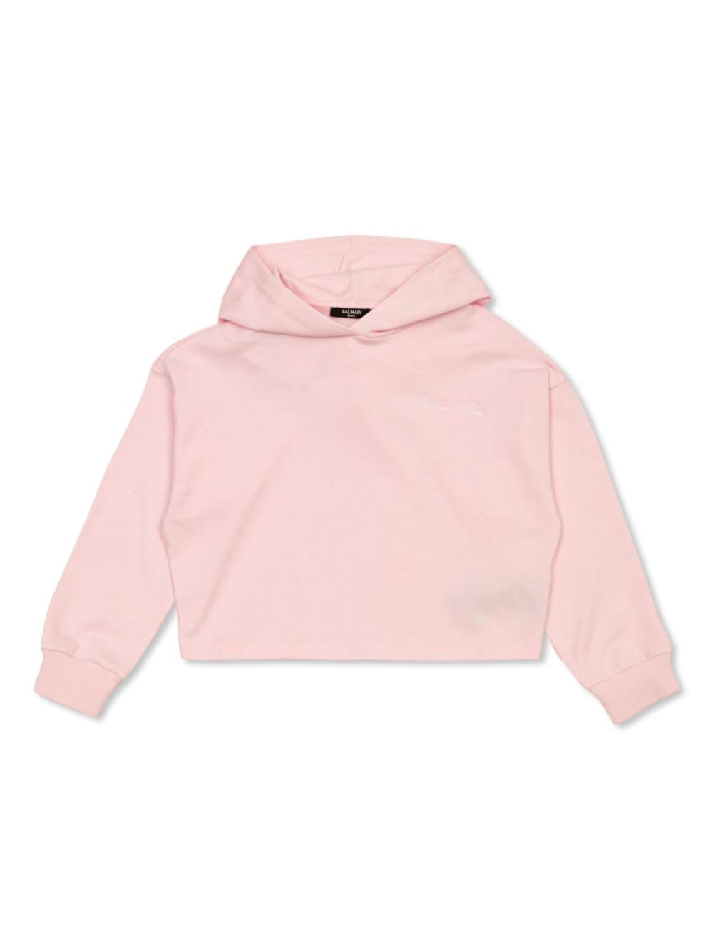 Balmain Kids logo-embroidered cotton hoodie - Pink von Balmain Kids