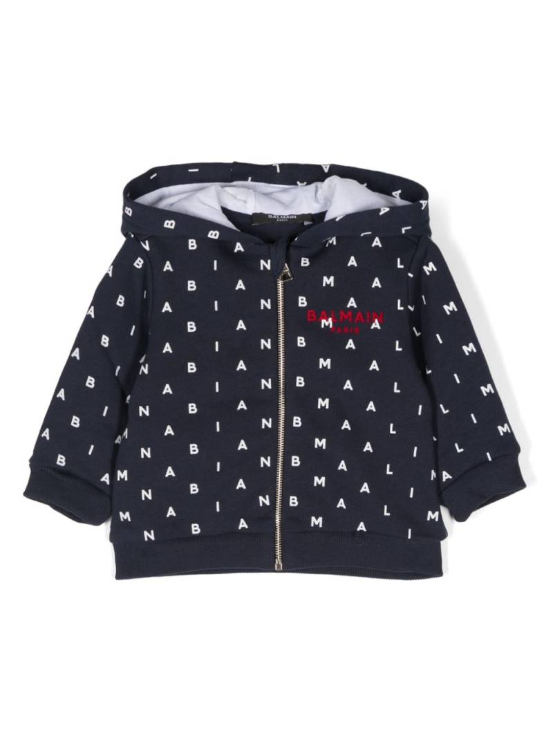 Balmain Kids logo-embroidered cotton jacket - Blue von Balmain Kids