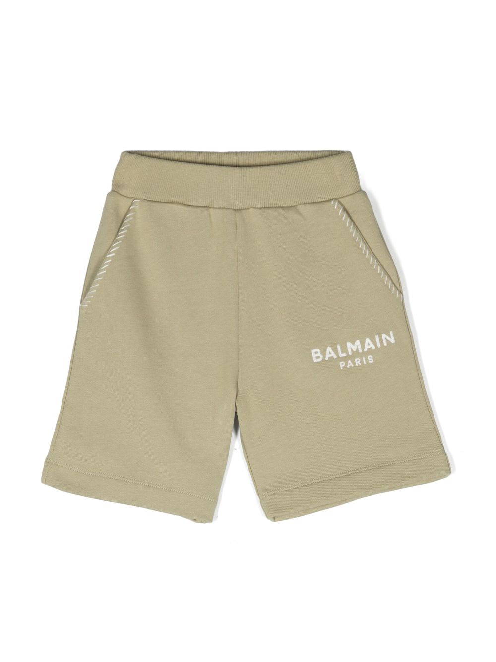 Balmain Kids logo-embroidered cotton shorts - Green von Balmain Kids