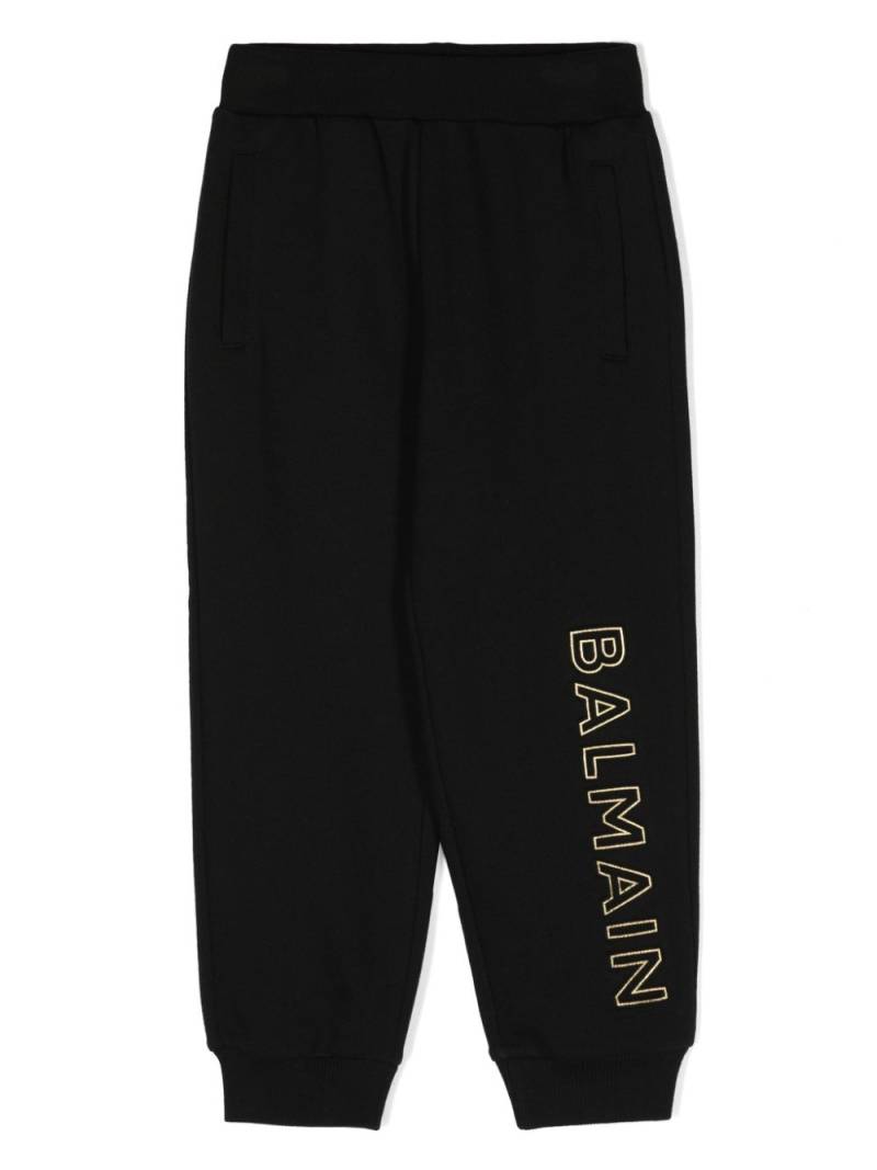 Balmain Kids logo-embroidered cotton track pants - Black von Balmain Kids