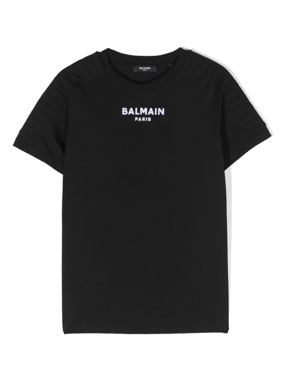 Balmain Kids logo-embroidered embossed-shoulders T-shirt - Black von Balmain Kids