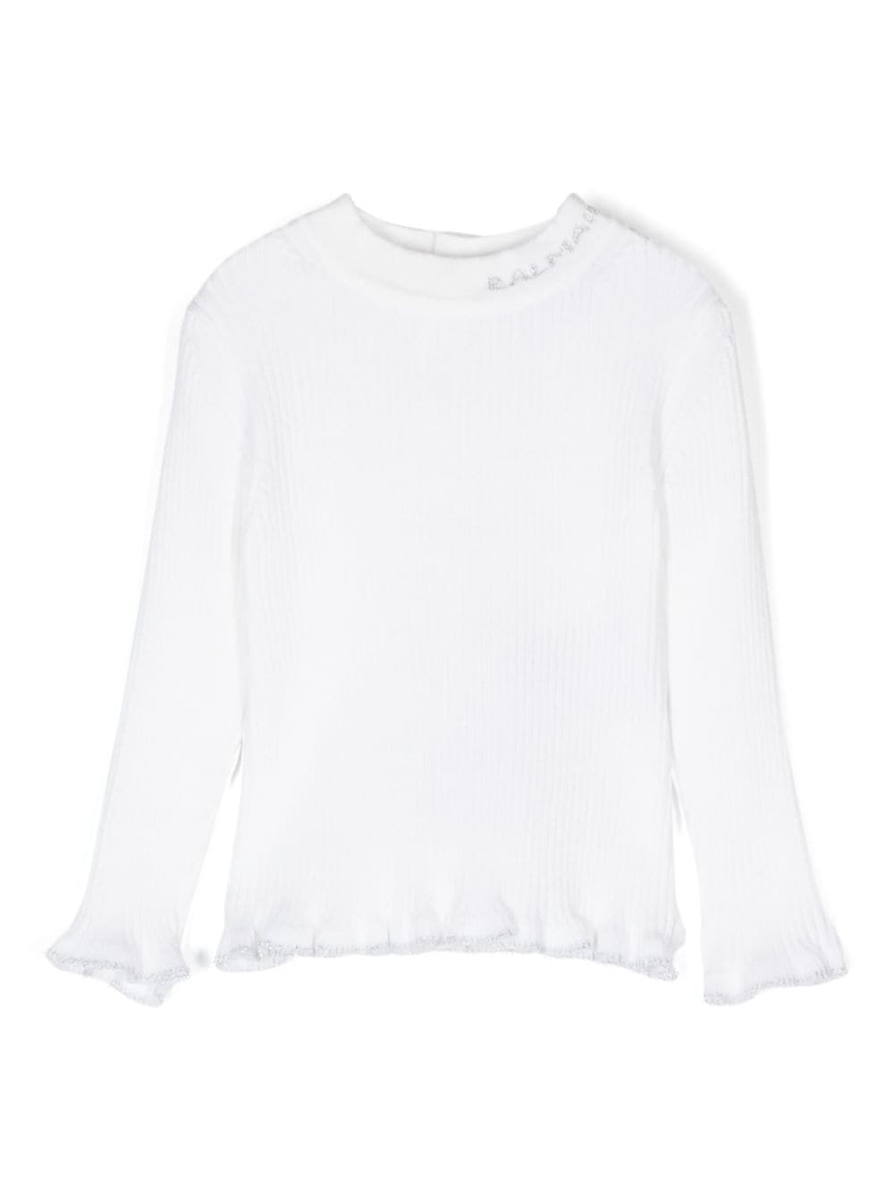 Balmain Kids logo-embroidered jumper - White von Balmain Kids