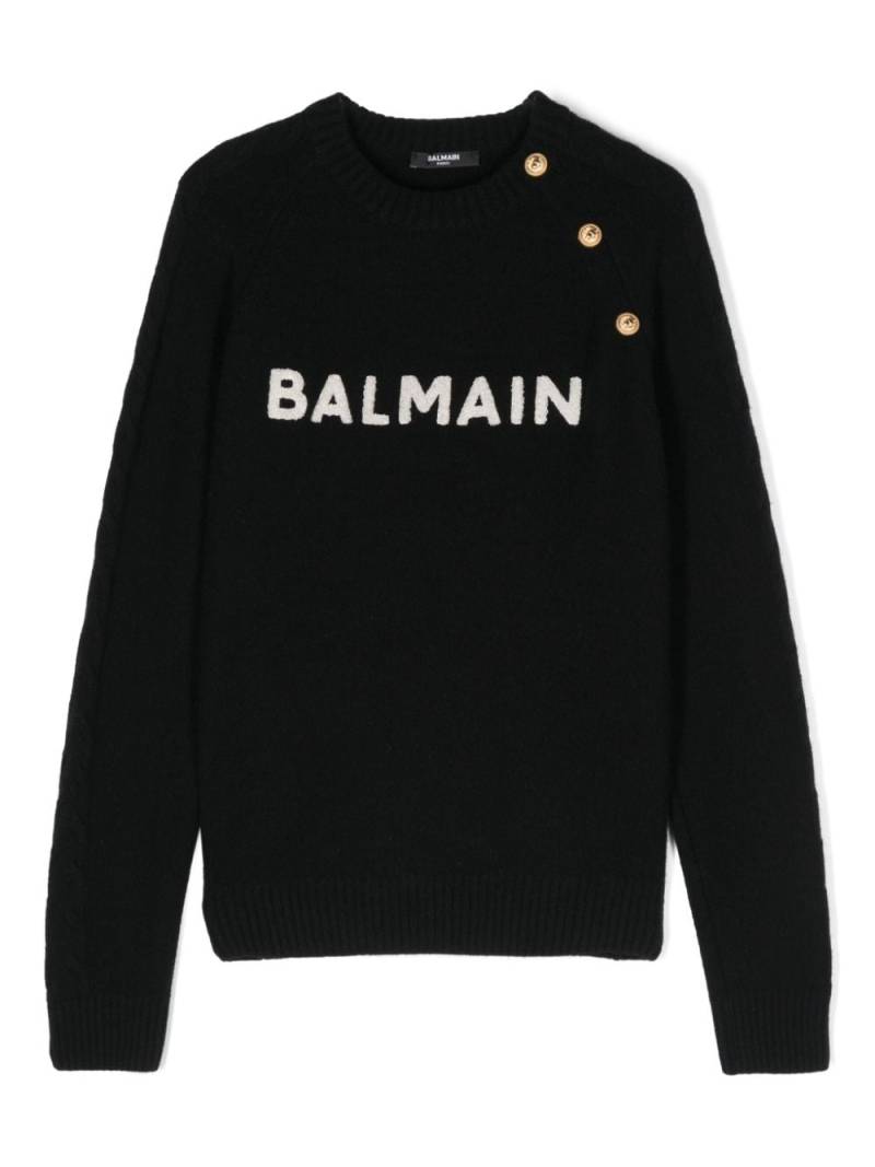 Balmain Kids logo-embroidered sweater - Black von Balmain Kids