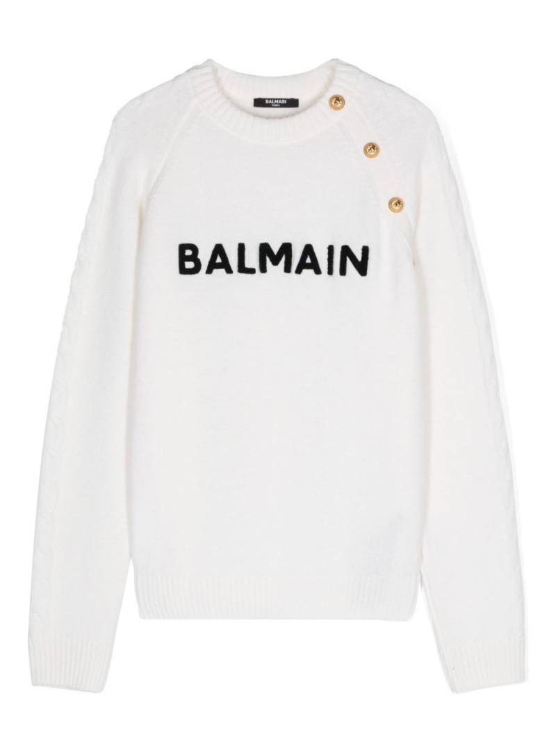 Balmain Kids logo-embroidered sweater - Neutrals von Balmain Kids