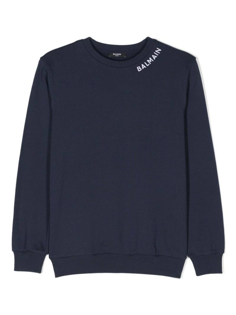 Balmain Kids logo-embroidered sweatshirt - Blue von Balmain Kids