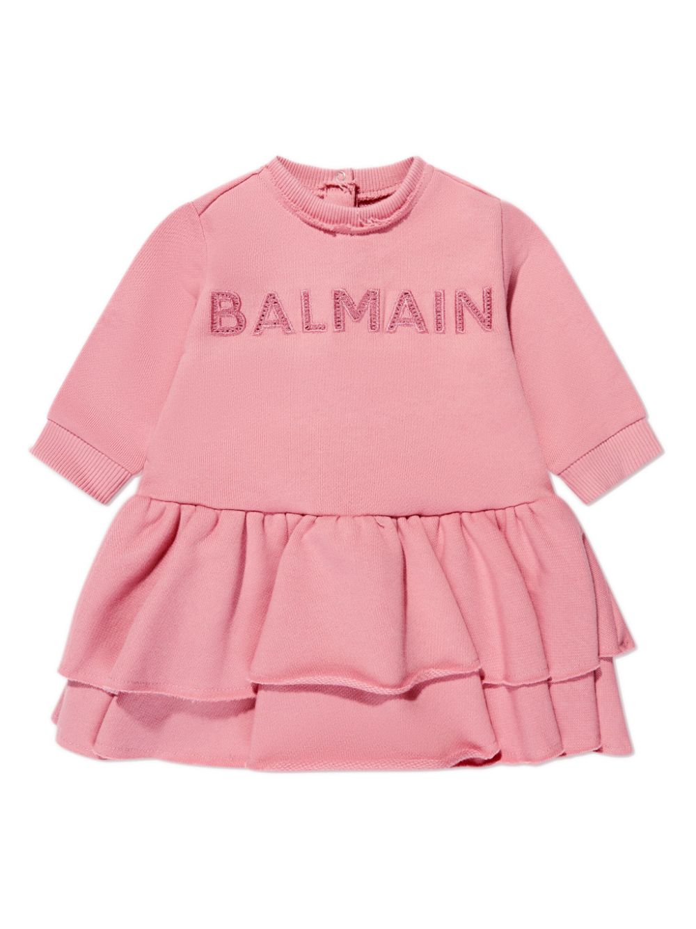 Balmain Kids logo-embroidered tiered dress - Pink von Balmain Kids