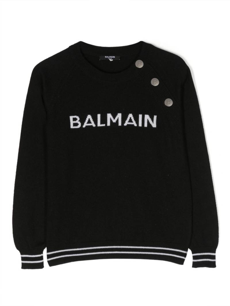 Balmain Kids logo-intarsia jumper - Black von Balmain Kids