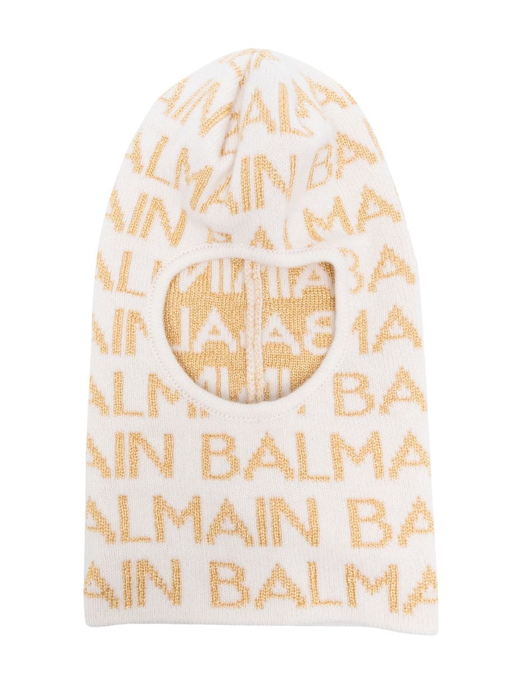 Balmain Kids logo-intarsia knitted balaclava - White von Balmain Kids