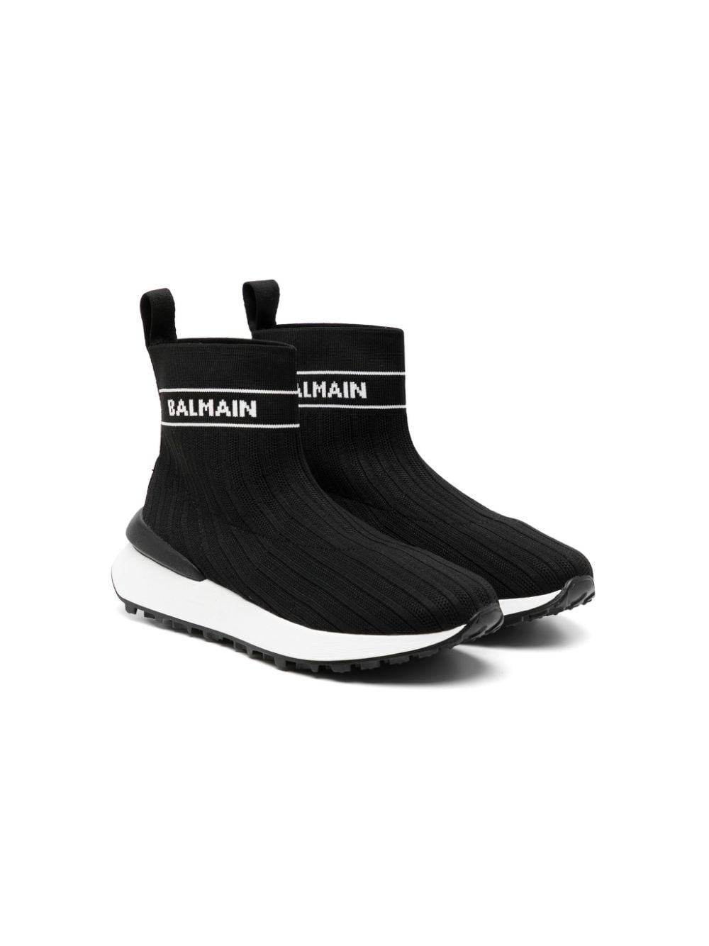 Balmain Kids logo-intarsia sock sneakers - Black von Balmain Kids