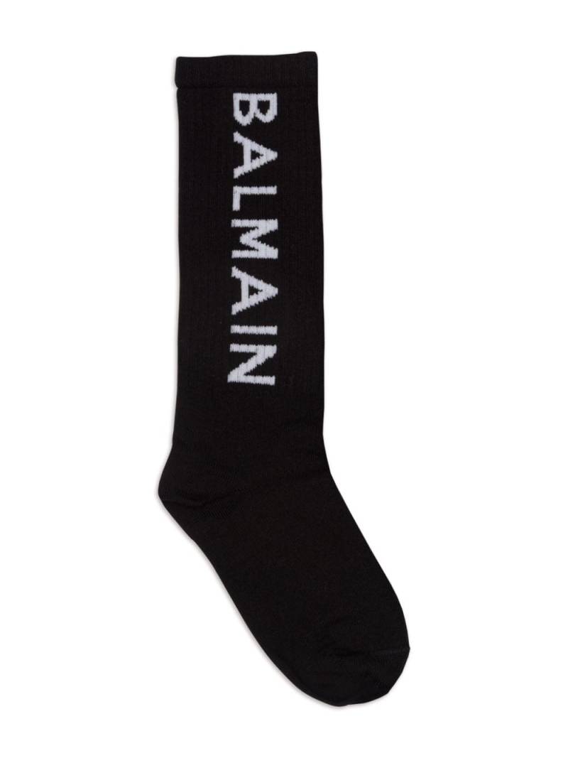 Balmain Kids logo-jacquard high socks - Black von Balmain Kids