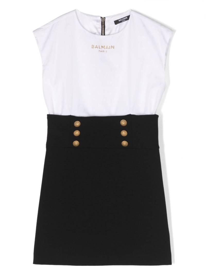 Balmain Kids logo-jacquard sleeveless dress - White von Balmain Kids