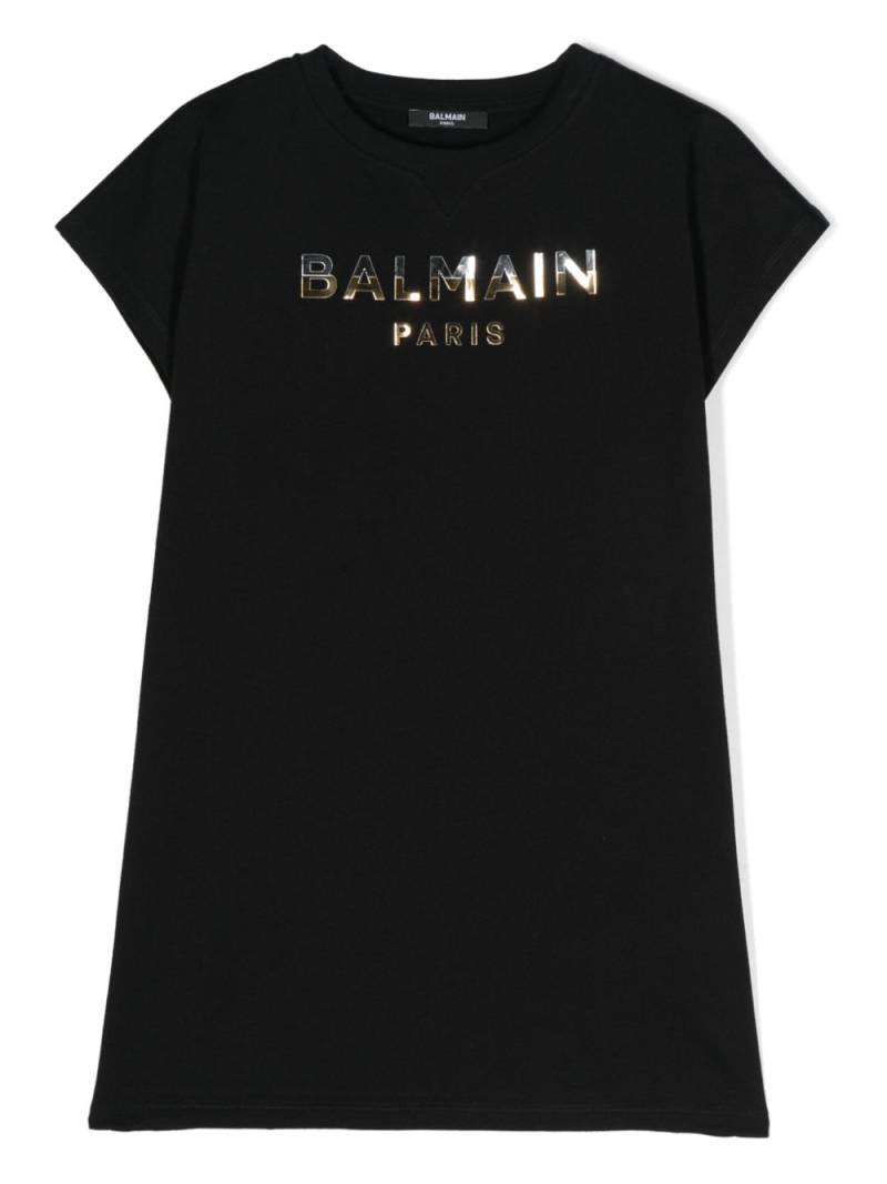 Balmain Kids logo-lettering T-shirt dress - Black von Balmain Kids