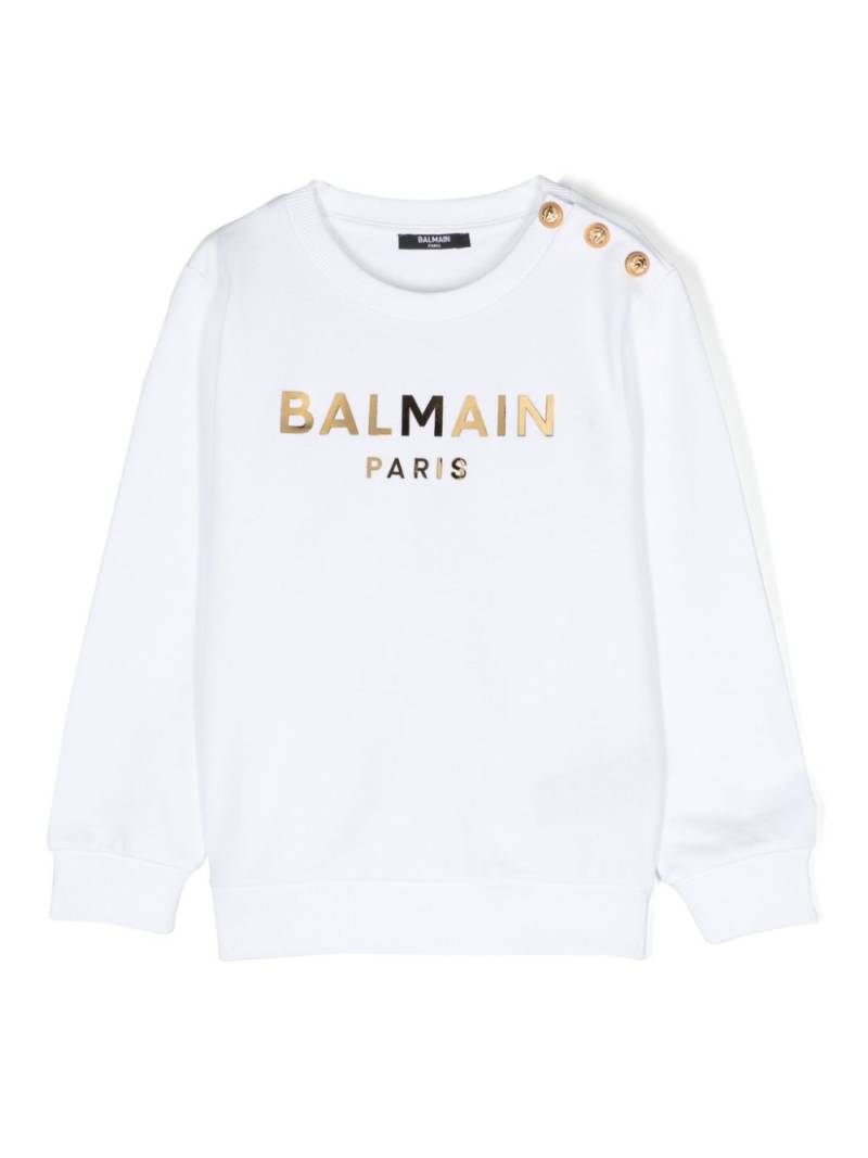 Balmain Kids logo-print cotton sweatshirt - White von Balmain Kids