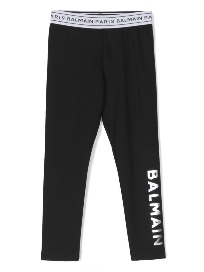 Balmain Kids logo panel leggings - Black von Balmain Kids