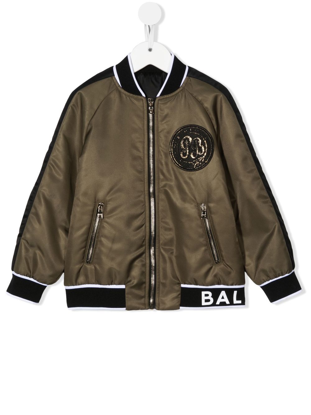 Balmain Kids logo-patch bomber jacket - Green von Balmain Kids