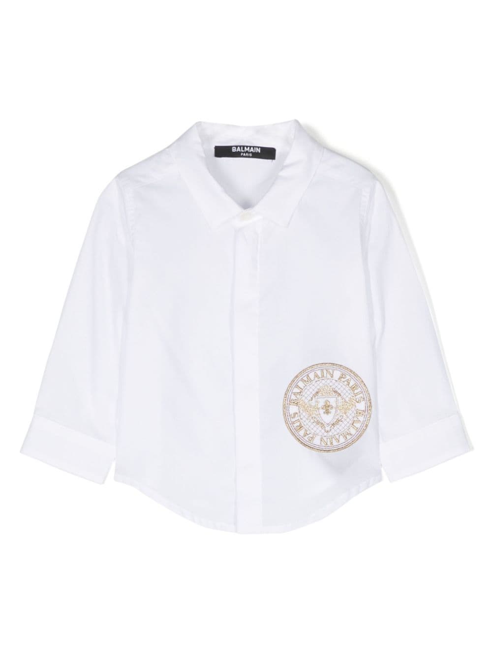 Balmain Kids logo-patch cotton shirt - White von Balmain Kids