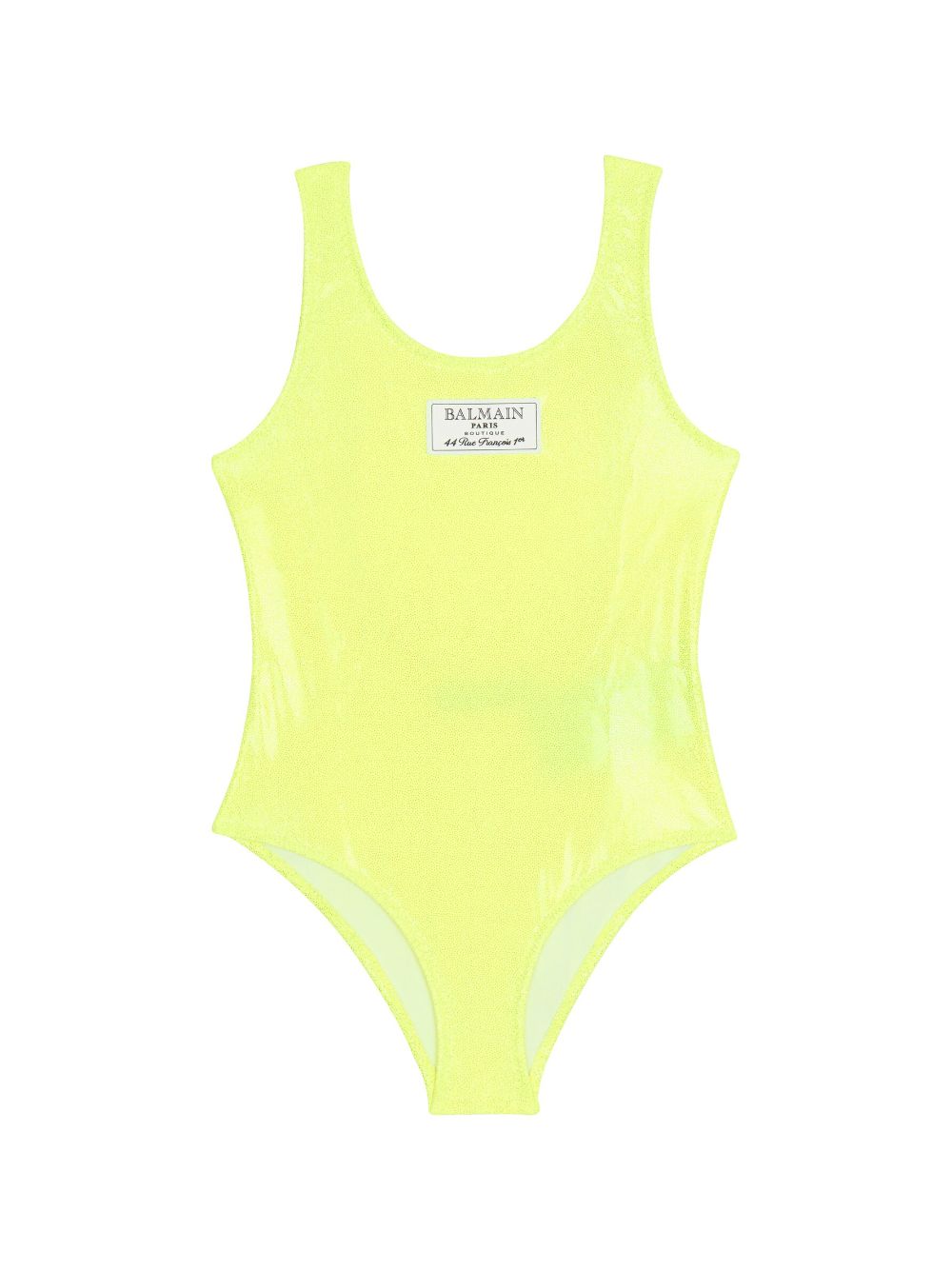 Balmain Kids logo-patch glittery swimsuit - Yellow von Balmain Kids