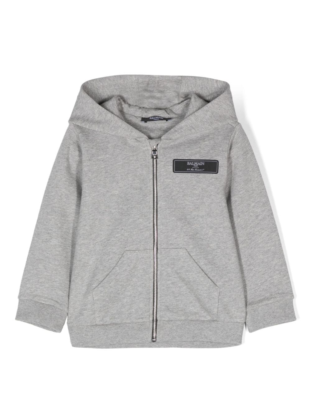 Balmain Kids logo-patch hoodie - Grey von Balmain Kids