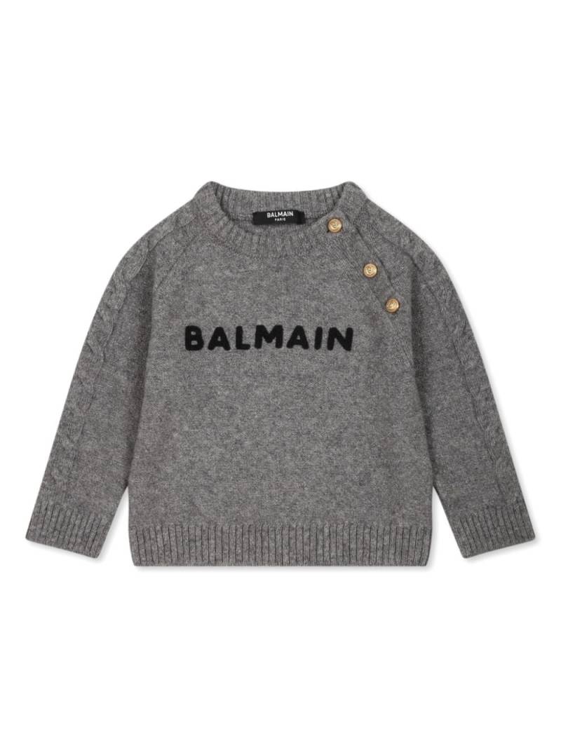 Balmain Kids logo-patch jumper - Grey von Balmain Kids