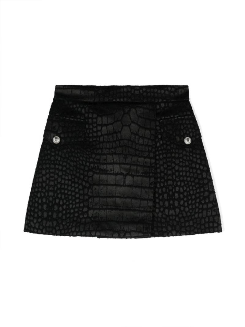 Balmain Kids logo-patch mini skirt - Black von Balmain Kids