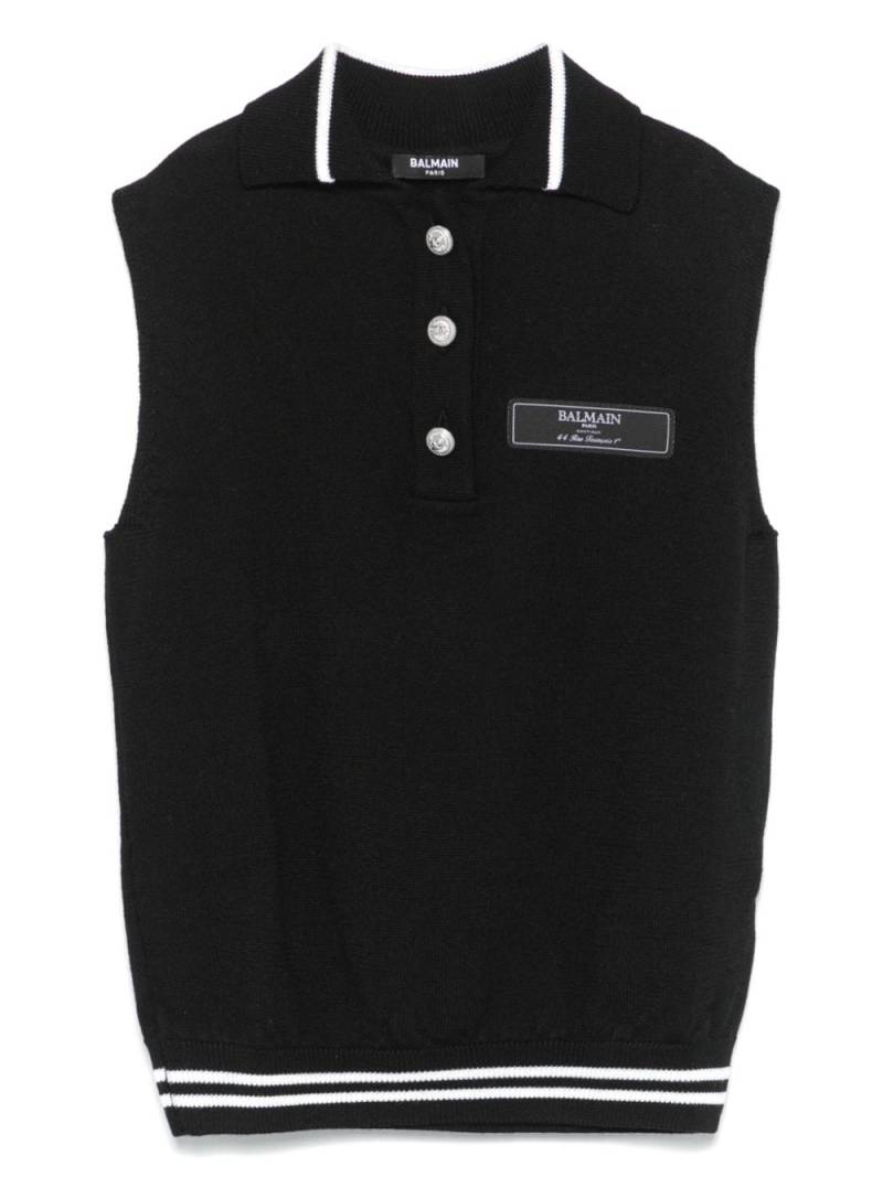 Balmain Kids logo-patch polo shirt - Black von Balmain Kids