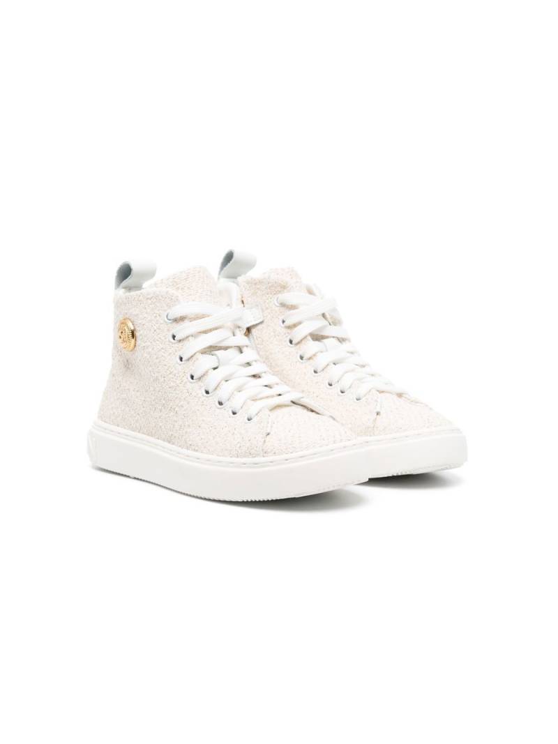 Balmain Kids logo-plaque high-top trainers - White von Balmain Kids