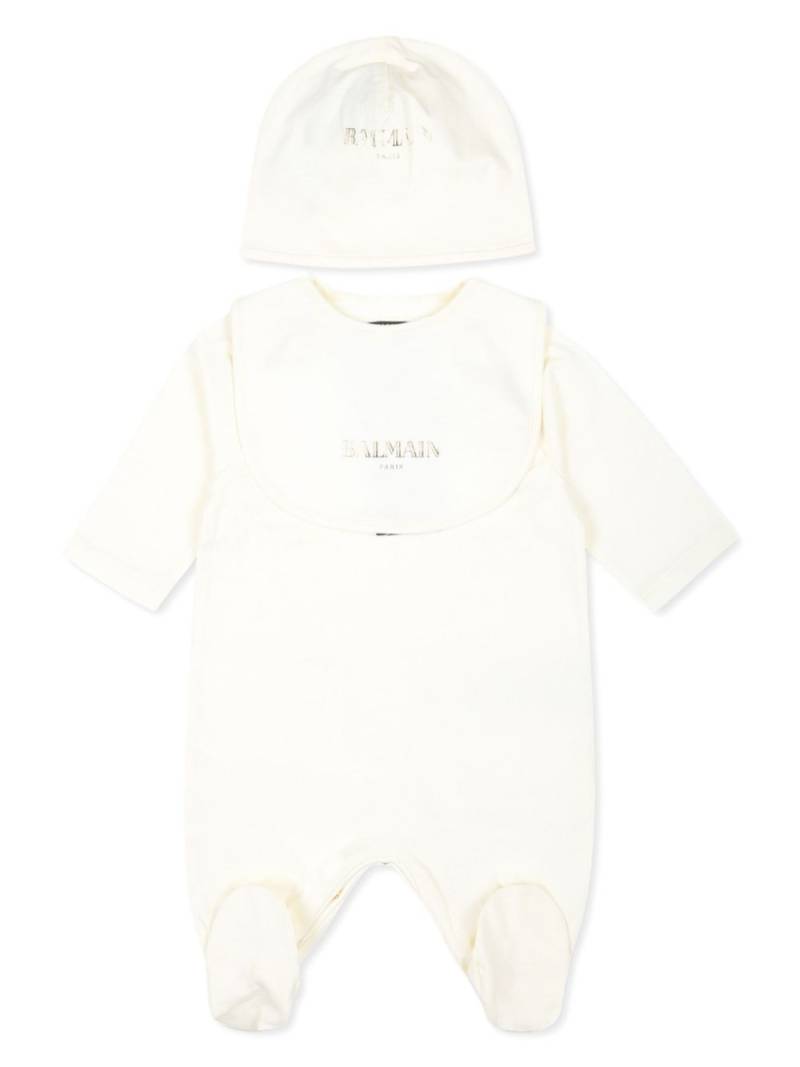 Balmain Kids logo-print babygrow set - Neutrals von Balmain Kids