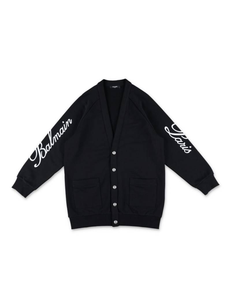 Balmain Kids logo-print cardigan - Black von Balmain Kids