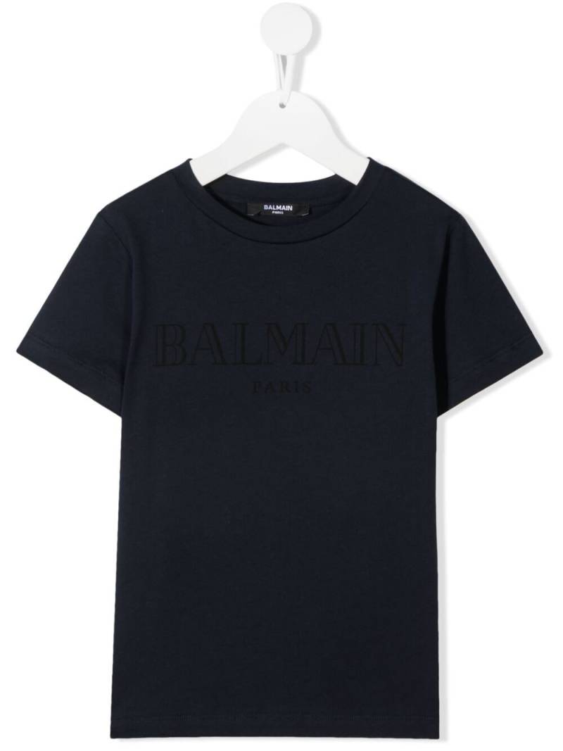 Balmain Kids logo-print cotton T-Shirt - Blue von Balmain Kids