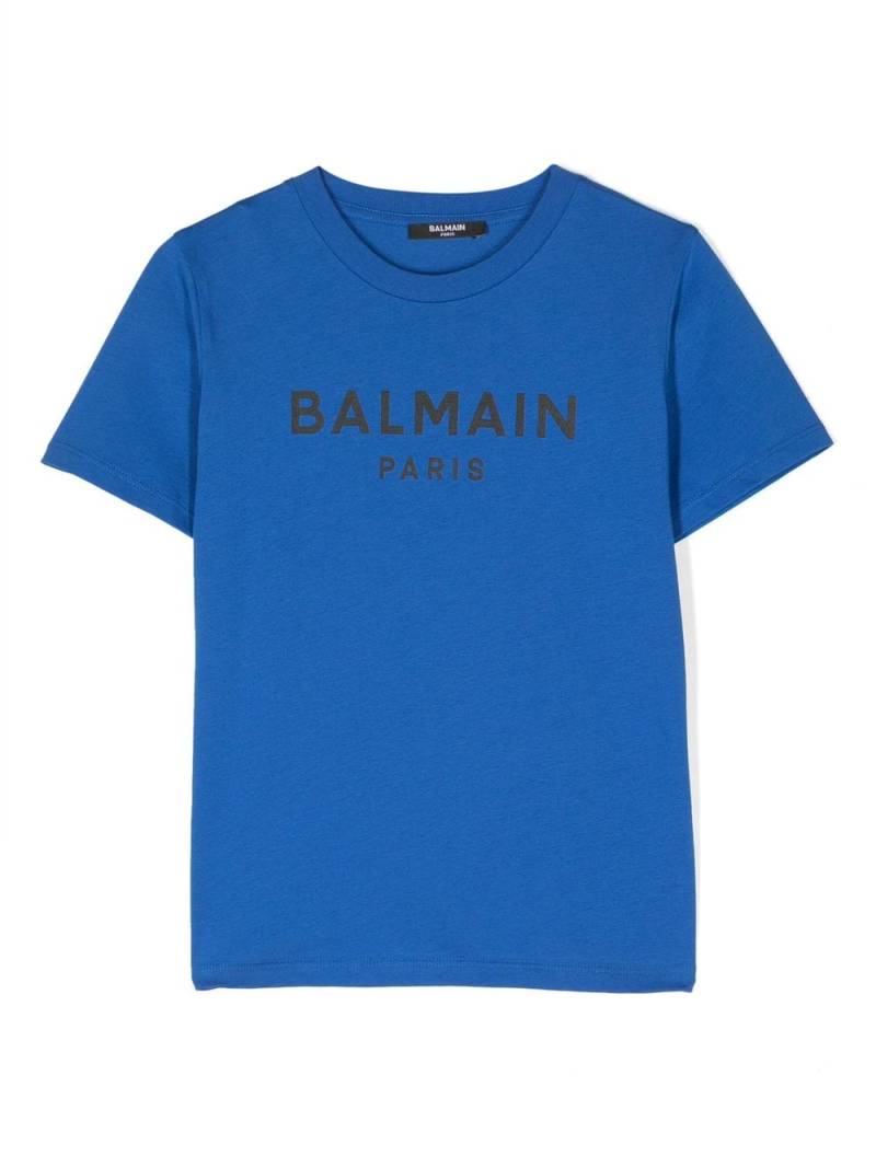 Balmain Kids logo-print cotton T-shirt - Blue von Balmain Kids