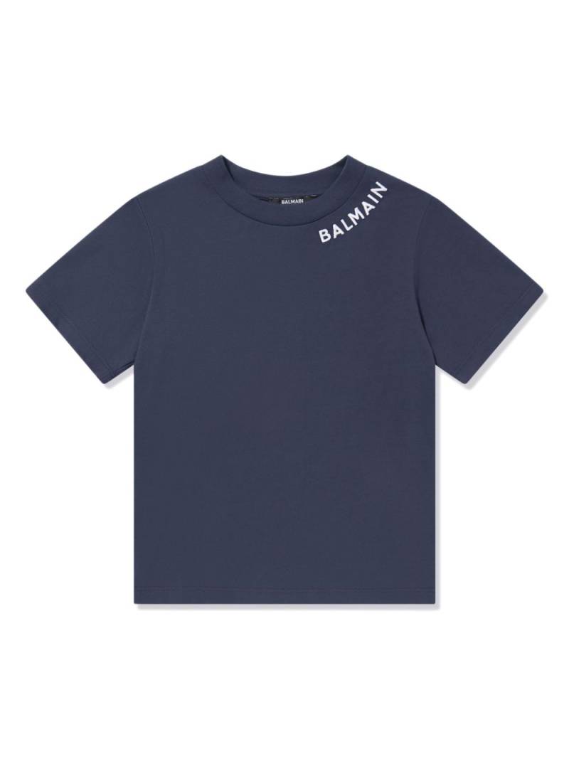 Balmain Kids logo-print cotton T-shirt - Blue von Balmain Kids