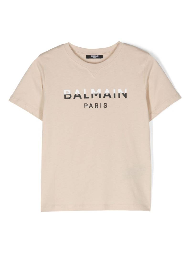 Balmain Kids logo-print cotton T-shirt - Neutrals von Balmain Kids