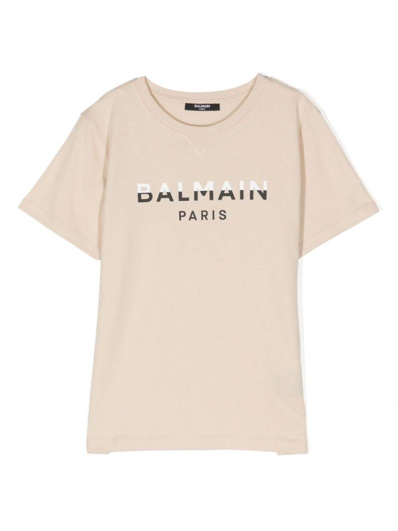 Balmain Kids logo-print cotton T-shirt - Neutrals von Balmain Kids