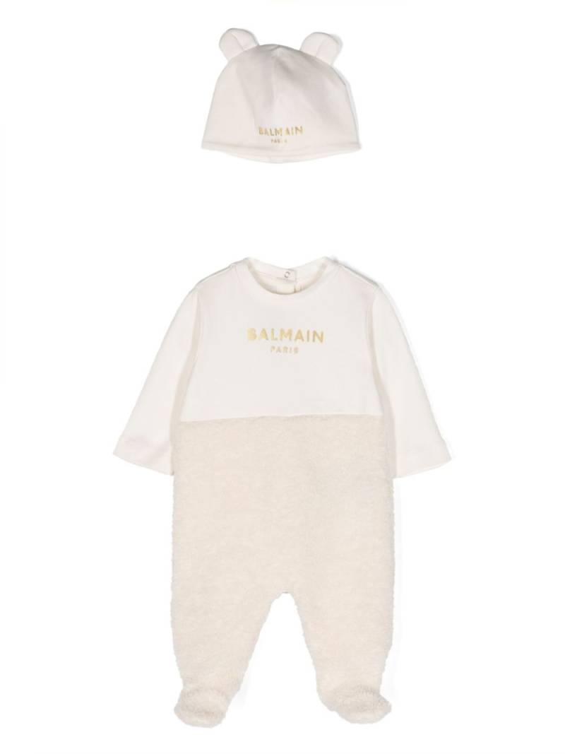 Balmain Kids logo-print cotton babygrow set - Neutrals von Balmain Kids