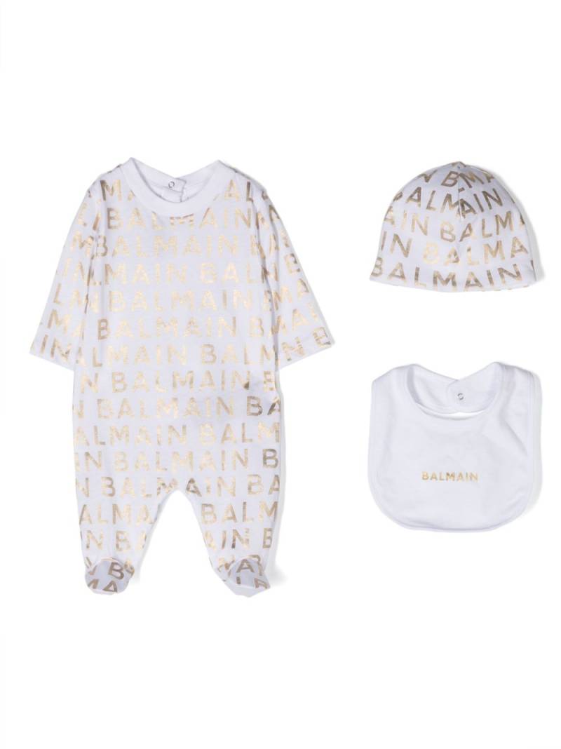 Balmain Kids logo-print cotton babygrow set - White von Balmain Kids