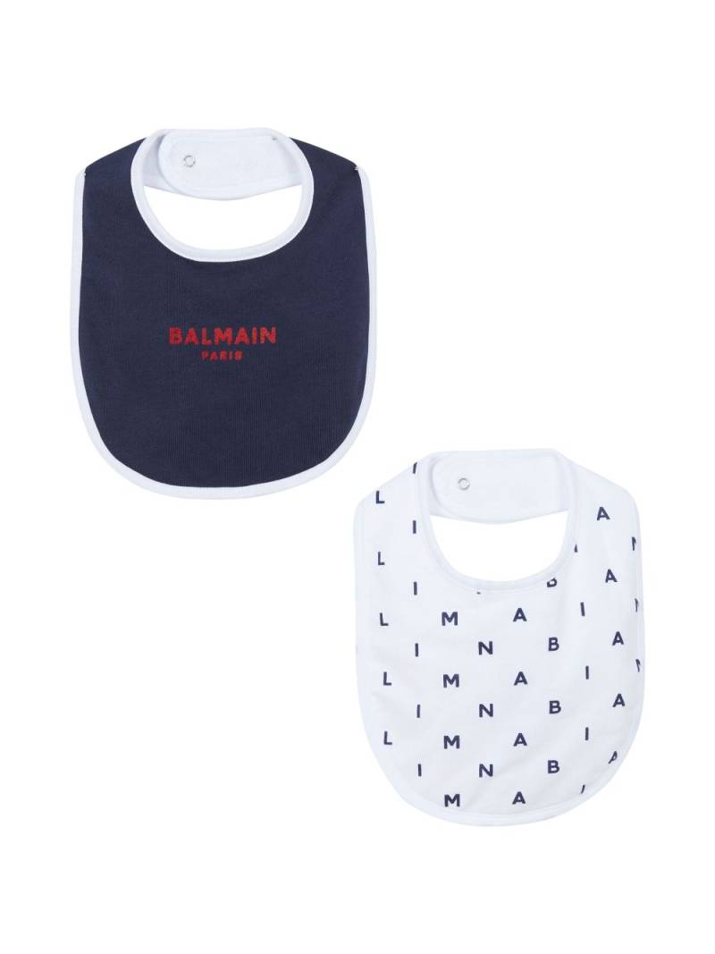 Balmain Kids logo-print cotton bibs (set of two) - Blue von Balmain Kids