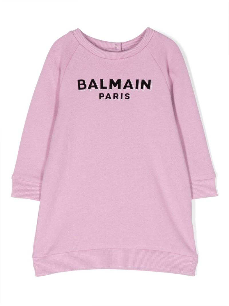 Balmain Kids logo-print cotton dress - Purple von Balmain Kids