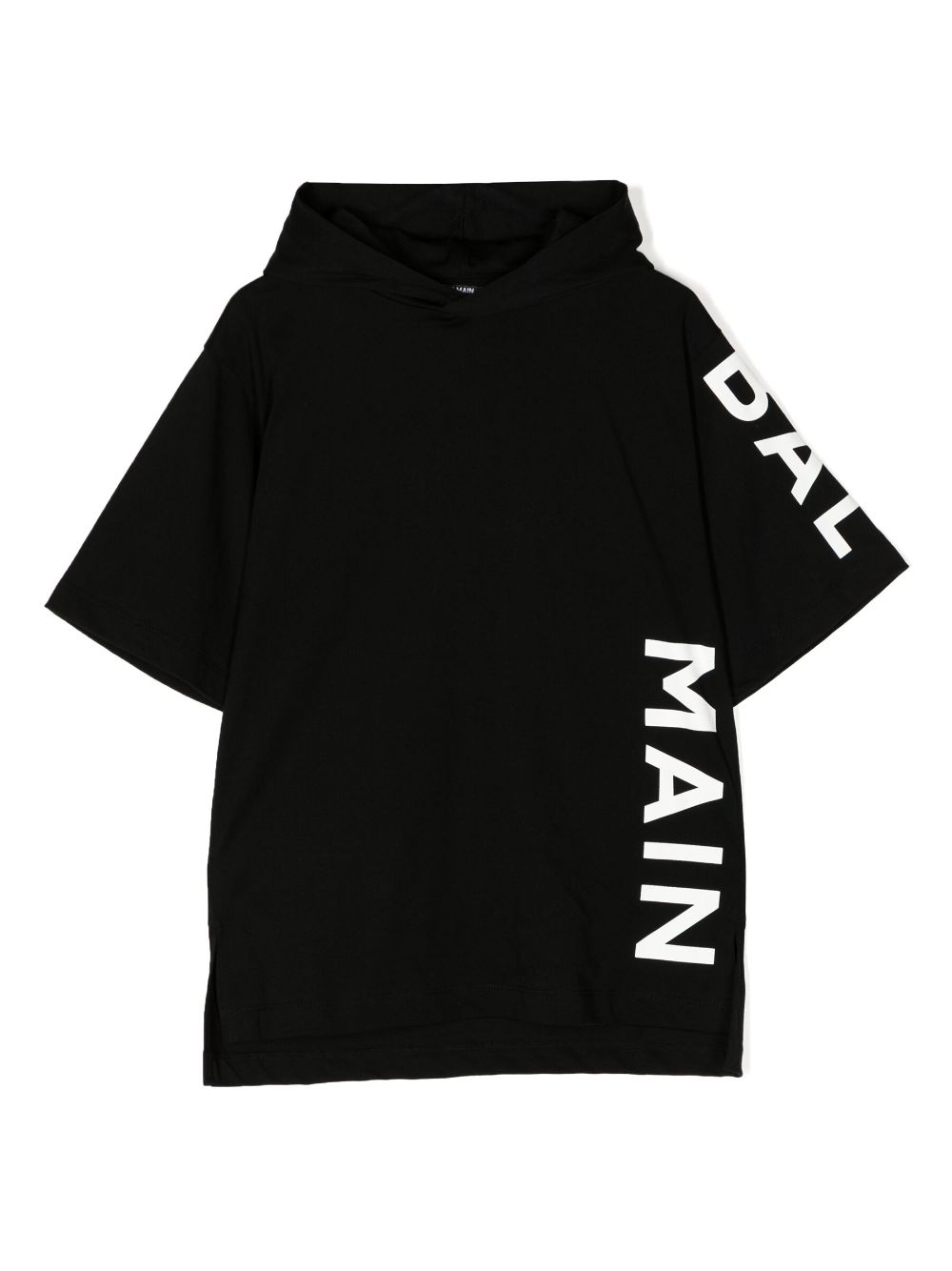 Balmain Kids logo-print cotton hooded dress - Black von Balmain Kids