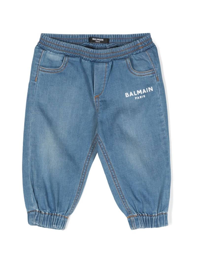 Balmain Kids logo-print cotton jeans - Blue von Balmain Kids