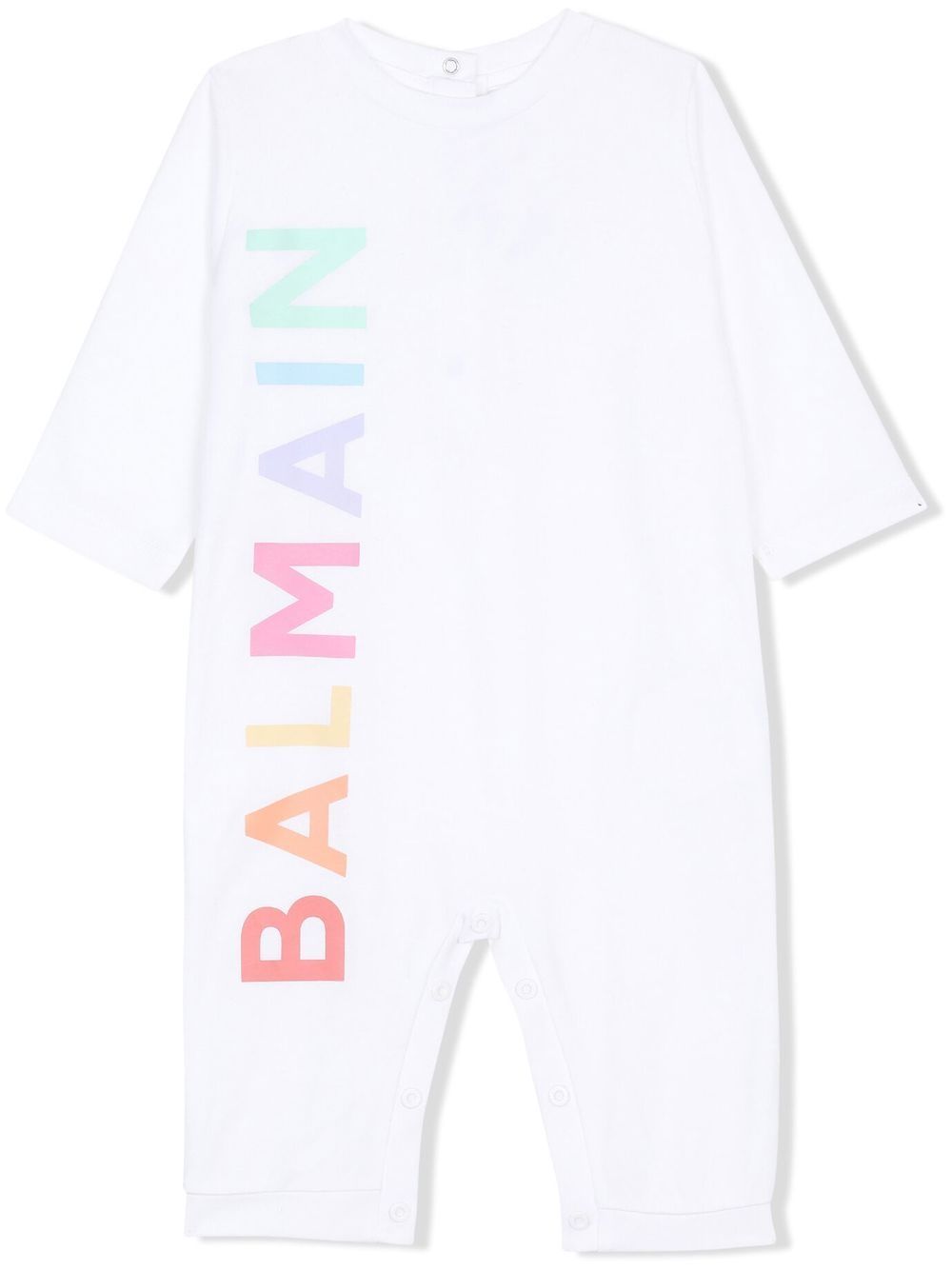 Balmain Kids logo-print cotton romper - White von Balmain Kids